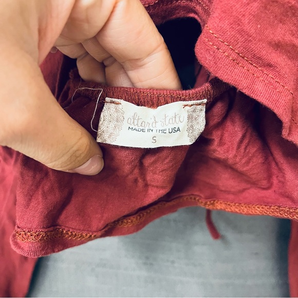 Altar’d State Blush Long Peasant Puff Sleeve Crop top with Tie Back Size Small - Picture 3 of 4